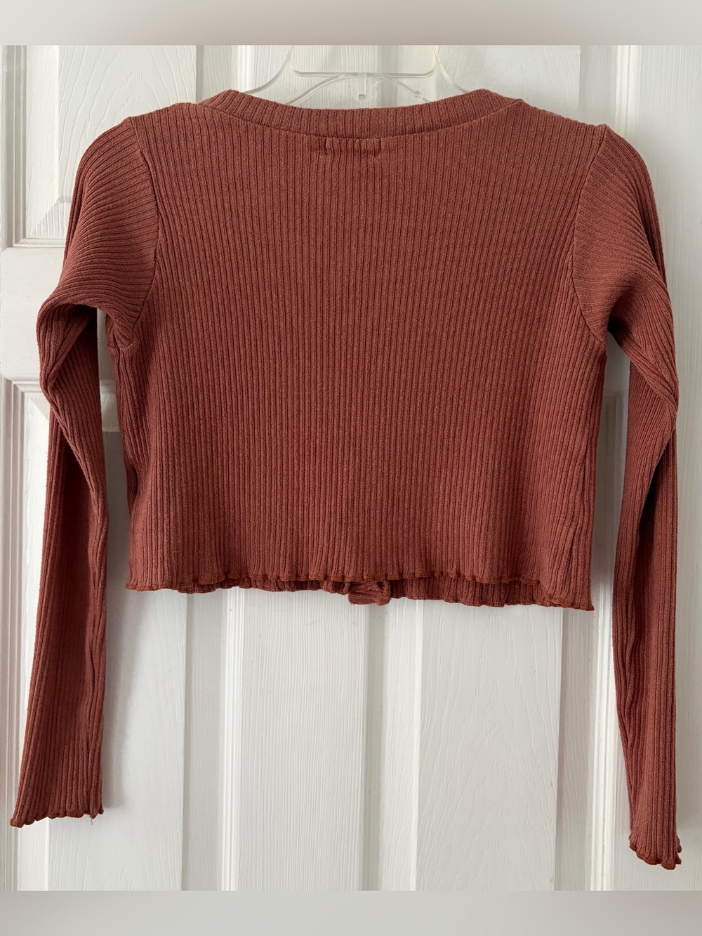 Altar'd State Rust Ribbed Cropped Button Cardigan - Picture 5 of 5